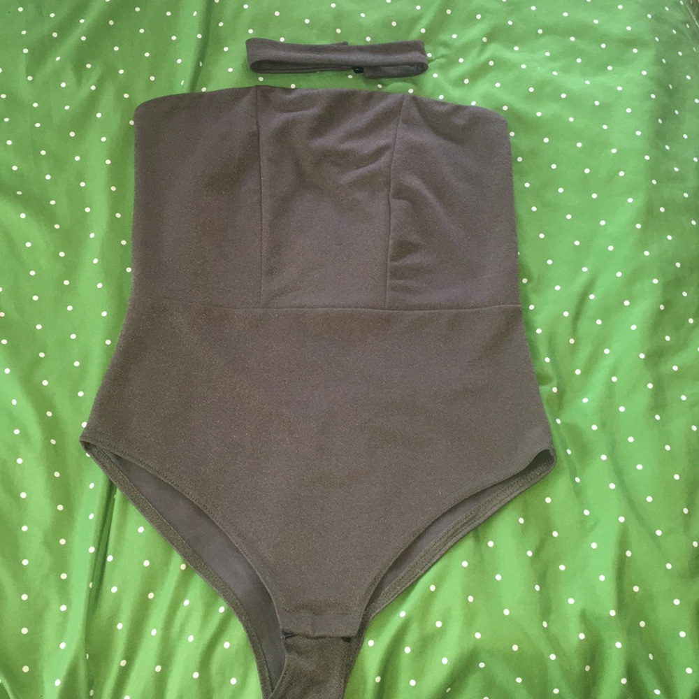 Olive green bodysuit with choker